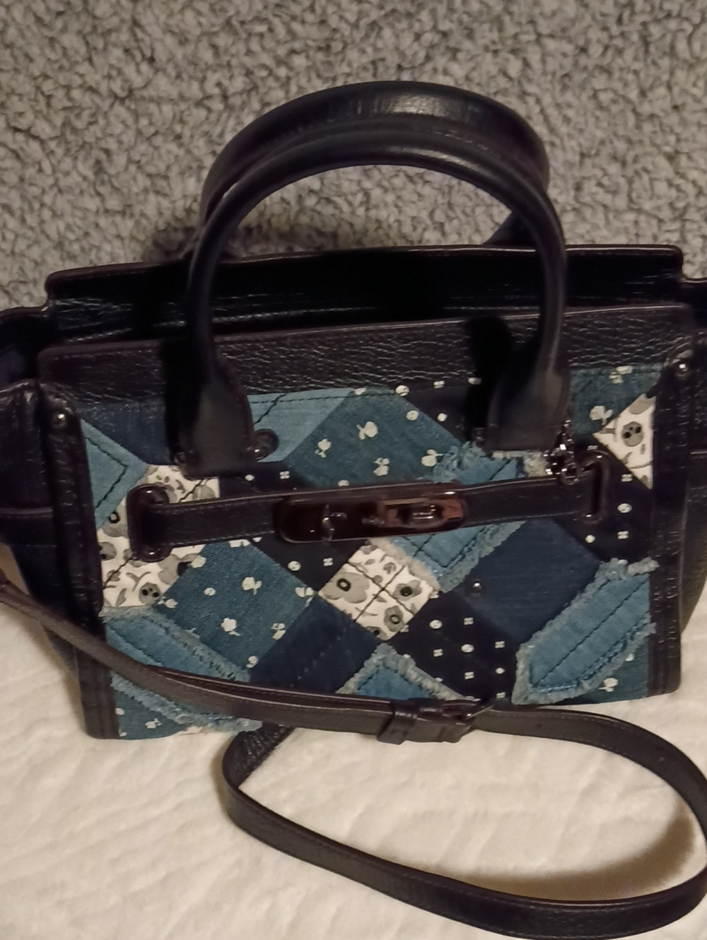 NWT Coach Swagger 27 in Canyon Quilt Denim Handbag